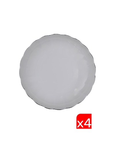 Kütahya Porselen Bone Luz Platin Fileli Çukur Tabak 20cm 4 Lü Krem