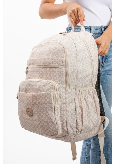 Ultra Hafif Çok Cepli Su Geçirmez Sırt Çantası Unisex Desenli Krem Model: 571-1b - Krem