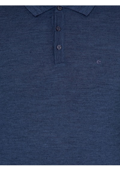 Cacharel İndigo Slim Fit Polo Yaka Basic Triko Kazak Mavi