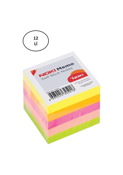 Memo Stick Not Kağıtları, 50x50 Mm, Karışık Renk Neon Küp Blok, 250 Yaprak