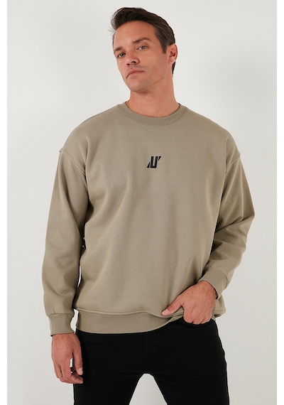 Buratti Regular Fit Bisiklet Yaka Pamuklu Içi Tüylü Yumuşak Şardonlu Erkek Sweat 5905405 Vizon Yeşili