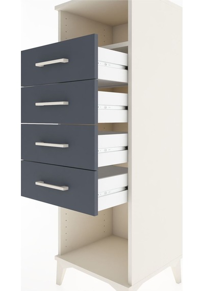 Hyperion Dolap Tek Raflı 4 Çekmeceli 44x44x134 Aytaşı-antrasit Aytaşı
