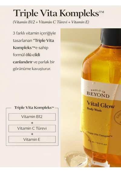 Vital Glow Body Wash Vitamin C E B12 Nemlendirici Duş Jeli 500 Ml Cildinizi Derinlemesine Temizleyerek Ferahlatır Diğer