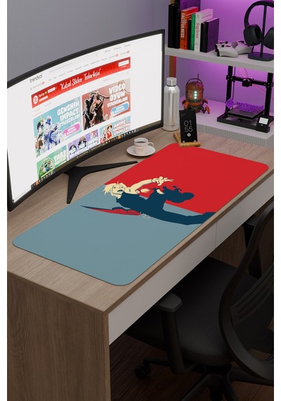 Fullmetal Alchemist Anime V4 - 90x40 Xxl Gaming Kauçuk Kaymaz Taban Mouse Pad Fare Altlığı