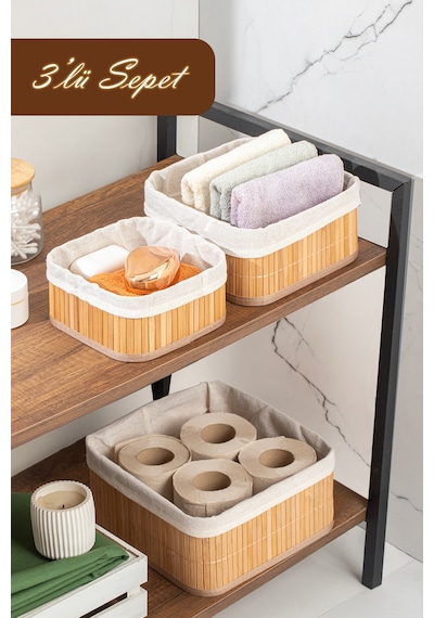 Posima 2083 Kare 3lü Pinterest Sepet Bambu Sepet Seti Dekoratif Banyo Mutfak Düzenleyici Organizeri Diğer
