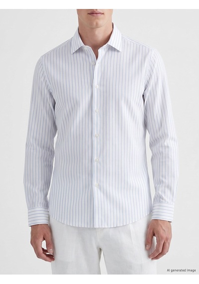 Lcw Busıness Mavi Slim Fit Çizgili Erkek Gömlek