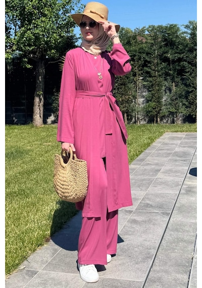 Rabia Şamlı Yaren Üçlü Takım Gül Kurusu Çok Renkli