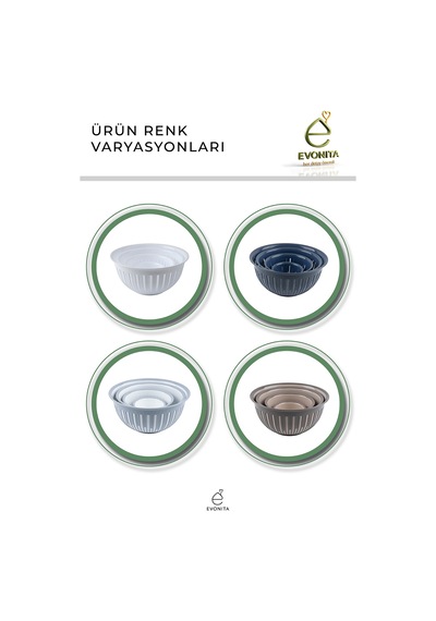 Evonita 4'lü Kase Seti Çok Amaçlı Mutfak Kasesi Plastik Renkli Karıştırma Saklama Kase Seti Siyah