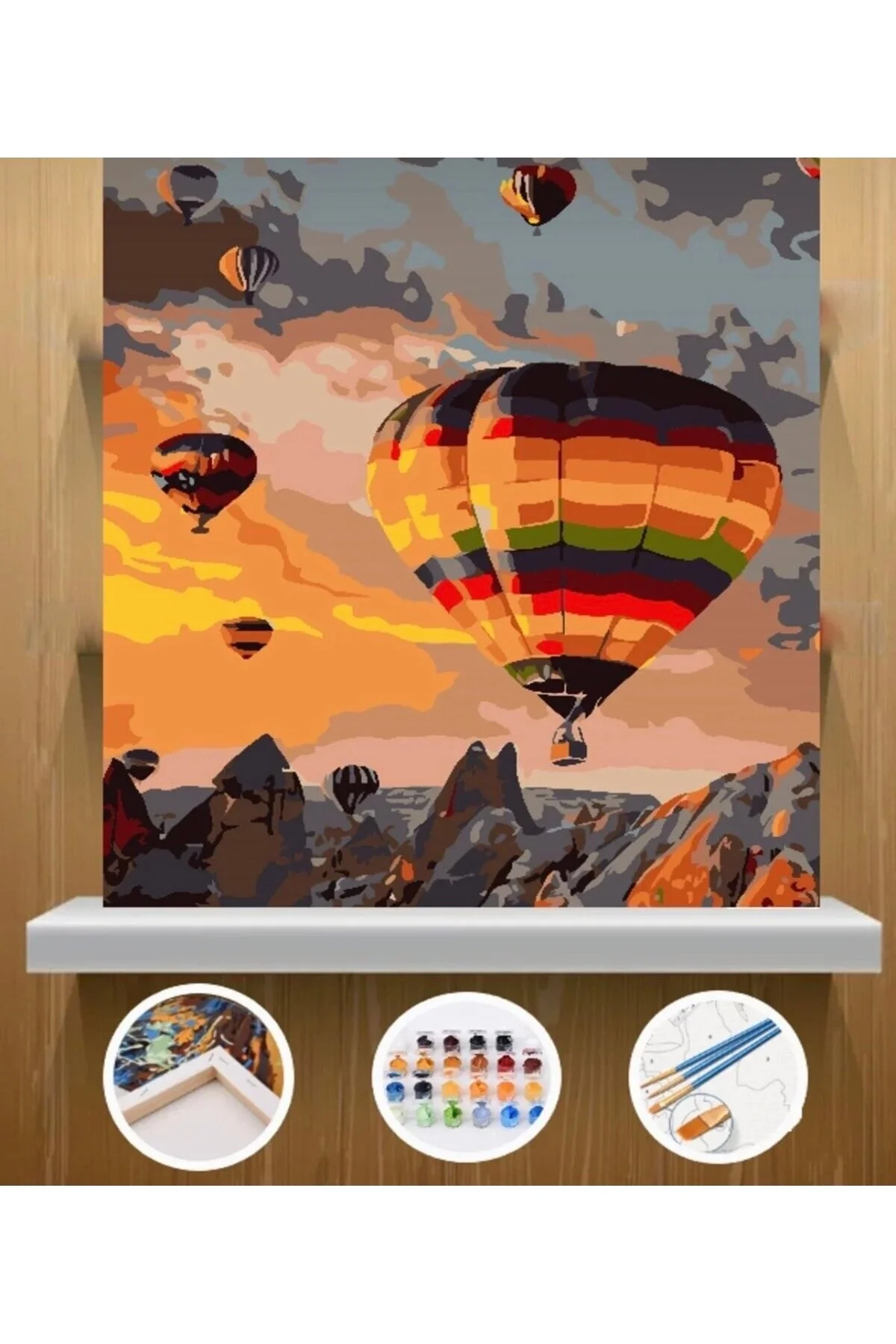 Sayılarla Boyama Seti 30x40 Cm Kapadokya Manzarası Tuval Üzeri Hobi Boyama
