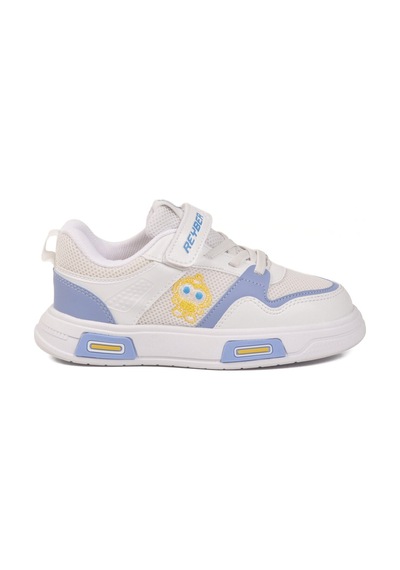 Reyber Beyaz Mavi Cırtlı Fileli Hafif Unisex Çocuk Spor Ayakkabı 026 F Beyaz - Mavi