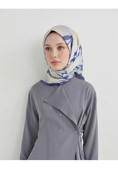 Bushu Lavender Twill Eşarp - Çiçek Desenli Mor