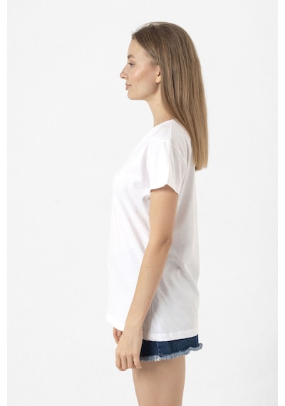 Beyaz Kadın Basic Bisikletyaka Tshirt Beyaz