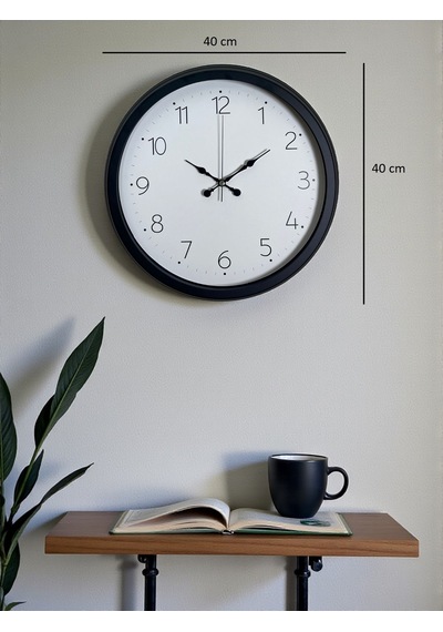 Pure Time Black 40 Cm Metal Duvar Saati Siyah