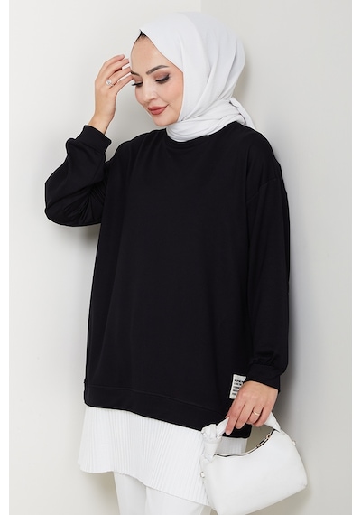 Bestenur Arma Detay Piliseli Oysho Tunik 1627 - Siyah Siyah