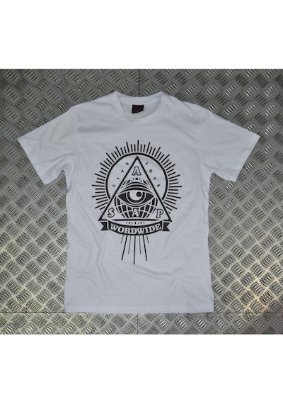 Stoned&Fame Asap Rocky Baskılı Unisex %100 Pamuk Beyaz T-shirt Beyaz