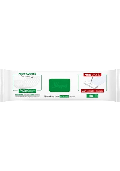 Sleepy Easy Clean Beyaz Sabun Katkılı Mopa Uyumlu Yer Temizlik Havlusu 50 Yaprak