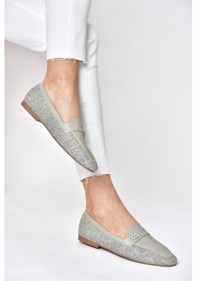 Fox Shoes P820940209 Gri Düz Tabanlı Günlük Kadın Babet Gri-suni Deri Gri