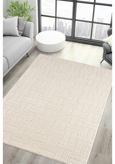Raschel Carpet Kaymaz Taban Moopy Krem Rengi Bukleli Yumuşak Soft Dokuma Yolluk Halı Salon Halısı Lp1001a, 100 X 450 Diğer