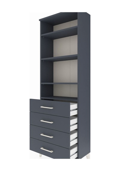 Arges Dolap 4 Raflı 4 Çekmeceli 60x30x182 Antrasit-antrasit Antrasit