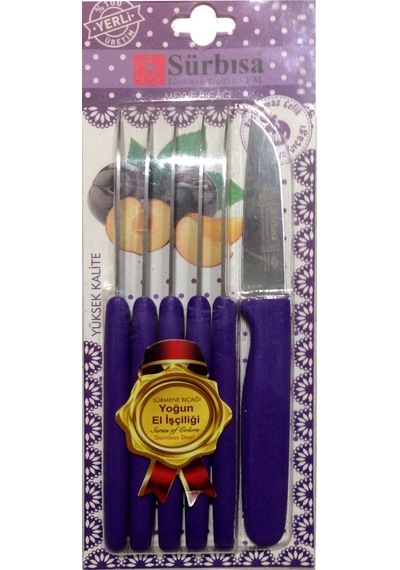 Sürbisa 61007 Sürmene Meyve Bıçağı 6'lı 7.5 CM Siyah
