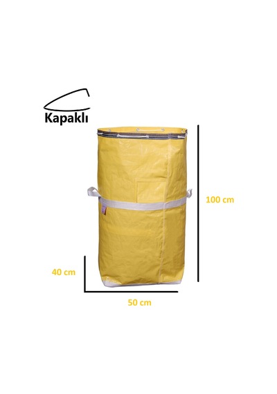 İş-ev Branda Taşıma Çuvalı 50x40+100cm Kapaklı, Ipli Ve Cepli 170gr.tekstil Çuvalı SARI
