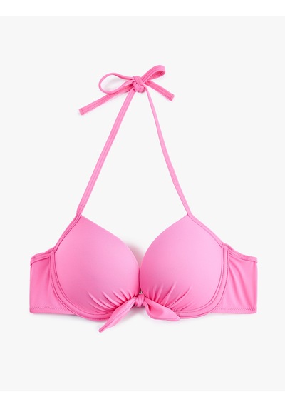 Koton Kalp Yaka Fiyonk Detaylı Push-up Bikini Üstü Pembe 6sak10004mm Gül