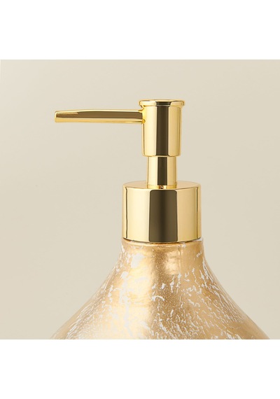 Design Celina Cam Sıvı Sabunluk - Gold / Beyaz Çok Renkli