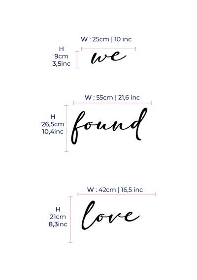 We Found Love Metal Duvar Yazısı - Siyah