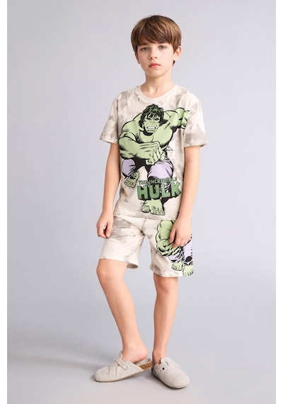 DeFacto Erkek Çocuk Marvel Comics Pijama Takımı Kısa Kollu Üst Beli Lastikli Şort E0344A825SMER188