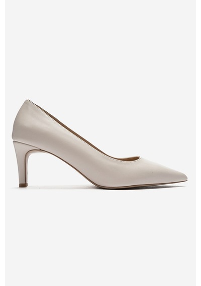 Luvishoes Velmıra Bej Cilt Kadın Topuklu Ayakkabı