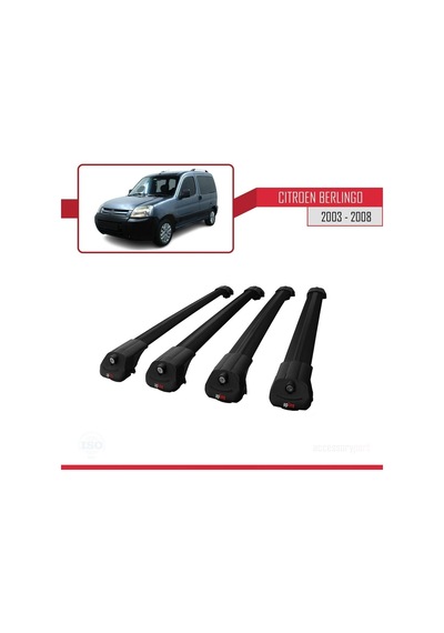 Citroen Berlingo 2003-2008 Arası İle Uyumlu Ace-1 Ara Atkı Tavan Barı Siyah 4 Adet Bar