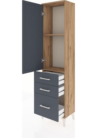Arges Dolap 2 Raflı 3 Çekmeceli Tek Kapaklı 44x30x182 Çam-ant... Çam Arges Dolap 2 Raflı 3 Çekmeceli Tek Kapaklı 44x30x182 Çam-ant... Çam