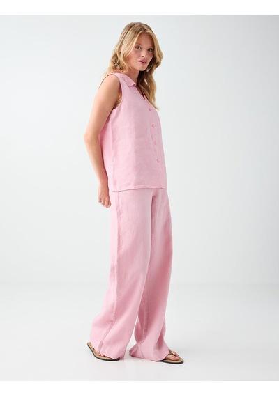 Jimmy Key Jimmy Key Pembe %100 Keten Normal Paça Normal Bel Uzun Pantolon 6sw187026610
