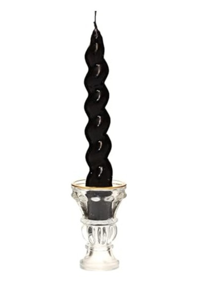 2'li Twirl Glow Siyah Şamdan Mum Seti 18 Cm Çok Renkli