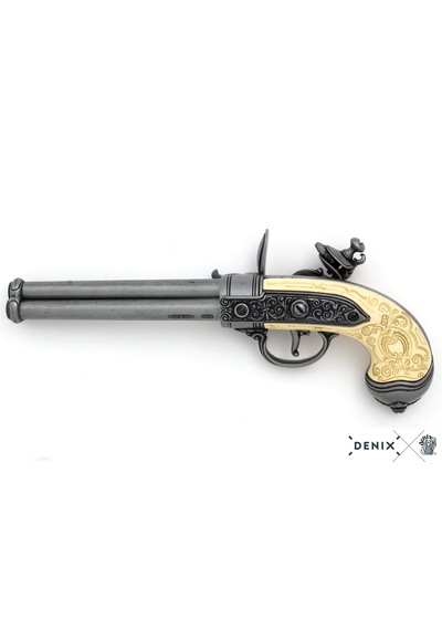 Denix Flintlock Pistol Italy 1680 3 Barrel 29cm Koleksiyon Obje