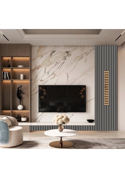 Winflex Eko Antramix Keçeli Akustik Ahşap Paneli 50x240cm .