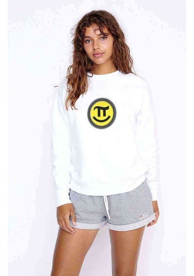 14 Mart Dünya Pi Günü Dj Baskılı Beyaz Kadın Sweatshirt (528307201)