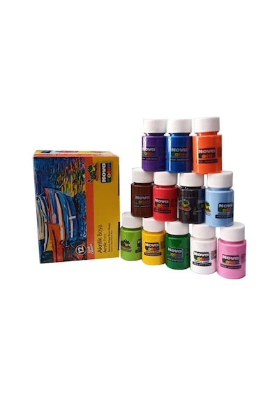 Akrilik Boya 12 Renk 30 ML 1 Paket Akrilik Boya Seti 12'li Ahşap Tuval Taş Ağaç Boyamalar İçin İdea Boyama Seti