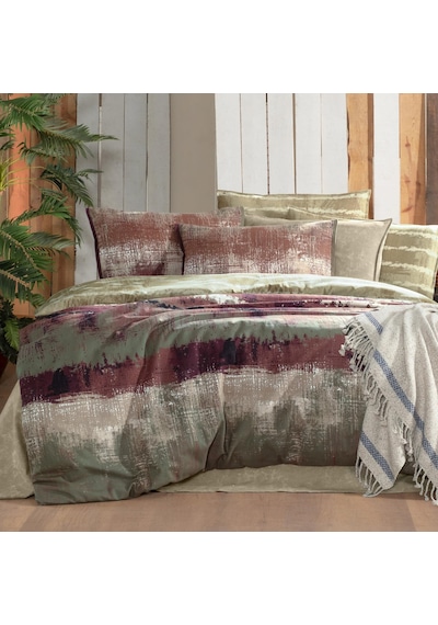 Mondrian King Size Battal Boy %100 Pamuk Flanel Pazen Nevresim Takımı Bej Bej