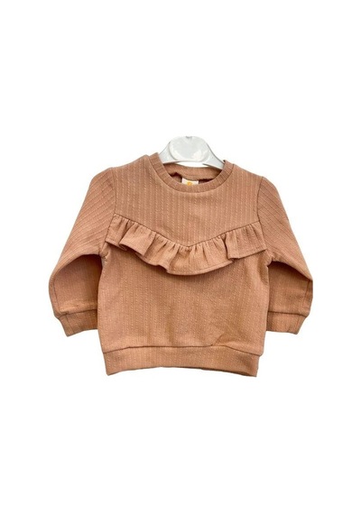Zekids Kız Çocuk Pamuklu Fırfır Detaylı Taytlı Takım-14295 Kahverengi