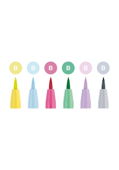 Faber-castell Pitt Çizim Kalemi Fırça Uç "pastel Renkler" 6'lı Poşet, 6 Renk