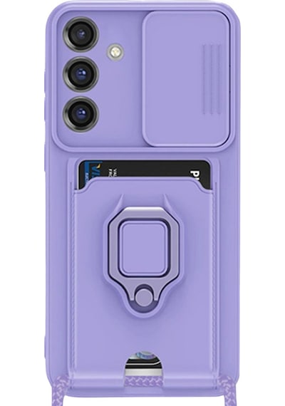 Newface Samsung Uyumlu Galaxy S25 Plus Kılıf Zuma Kartvizitli Yüzüklü Silikon - Lila lila