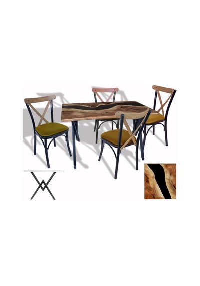 Anemon - Tonet Masa Takımı Werzalit, Allzalit, Vermodin Tabla 80x140 - Epoxy - Deri Kahve Çok Renkli Anemon - Tonet Masa Takımı Werzalit, Allzalit, Vermodin Tabla 80x140 - Epoxy - Deri Kahve Çok Renkli