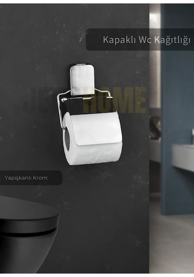 Jet's Home Paslanmaz Kapaklı Tuvalet Kağıdı Askılığı Wc Kağıtlık Tutucu Krom Krom