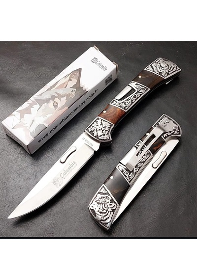 Knivox Columbia Company İşlemeli A3159b Kamp Çakısı Siyah