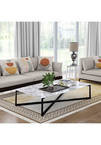 Kaymaz Taban Yıkanabilir Halı Mutfak, Salon, Yatak Odası İçin Modern Dijital Baskı Halı Slnhalı87 - 363 Çok Renkli