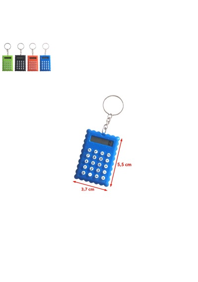 Bisküvi Şekilli Mini 8 Haneli Hesap Makinesi Anahtarlık 1 Adet Ebat: 5,5 Cm X 3,7 Cm Mavi