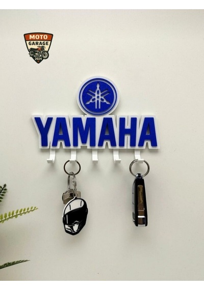 3d Yamaha Logolu Motosiklet Duvar Anahtarlığı - 5 Askılı Dekoratif Motorcu Askısı - 15 Cm
