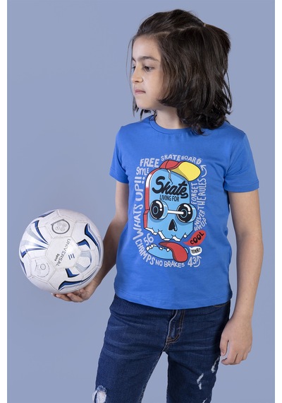 Toontoy Kids Toontoy Erkek Çocuk Skate Baskılı Tişört Saks