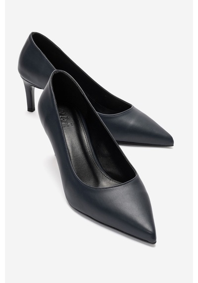 Luvi Shoes Velmıra Lacivert Mat Kadın Topuklu Ayakkabı